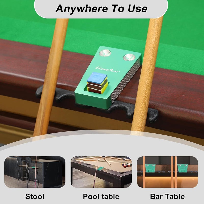 GAMESUN 6 In 1 Portable Weighted Pool Cue Holder, chalk holder, billiard cue tip tool, Green - Image 5